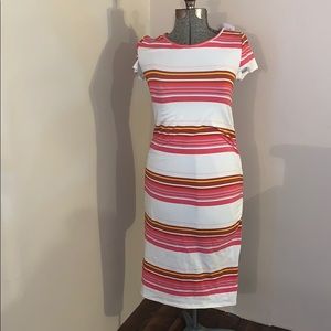 Isabel Maternity Striped Short Sleeves Dress